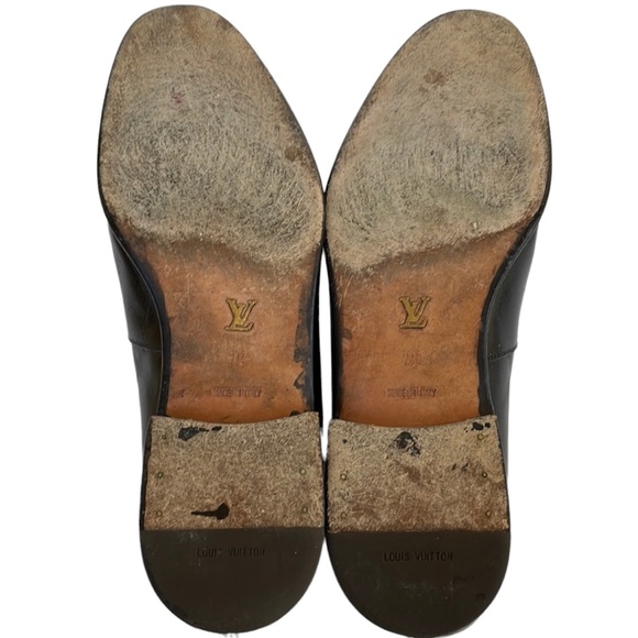 LOUIS VUITTON men’s black leather loafers in size 8 1/2 US, EUC - Picture 9 of 11